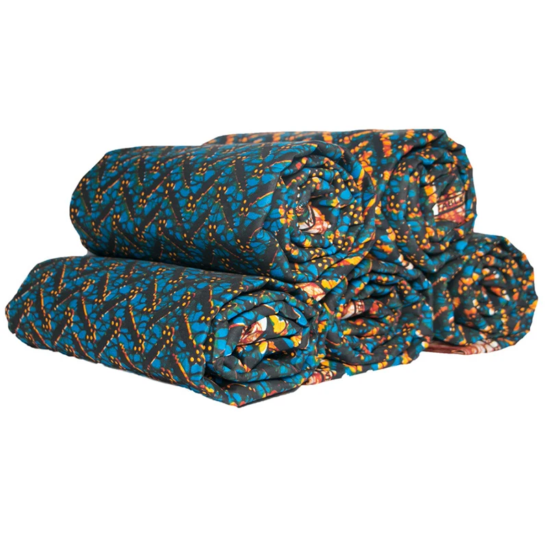 2019 Новая африканская ткань гарантирует Чистый хлопок сине-желтая с принтом для