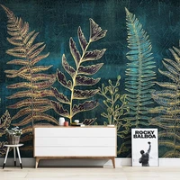 custom mural wallpaper 3d stereo golden lines plant leaves fresco living room tv bedroom home decor modern simple wallpapers 3 d