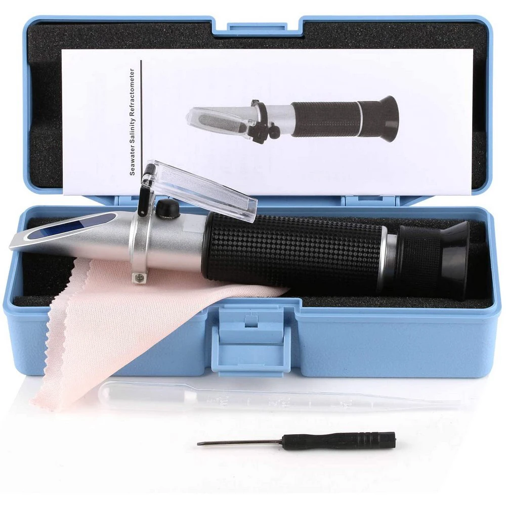

Salinity Refractometer 0-10% 1.000-1.070SG Optical Salinity Meter Salometer for Seawater Marine Aquaculture Food Salt Tester