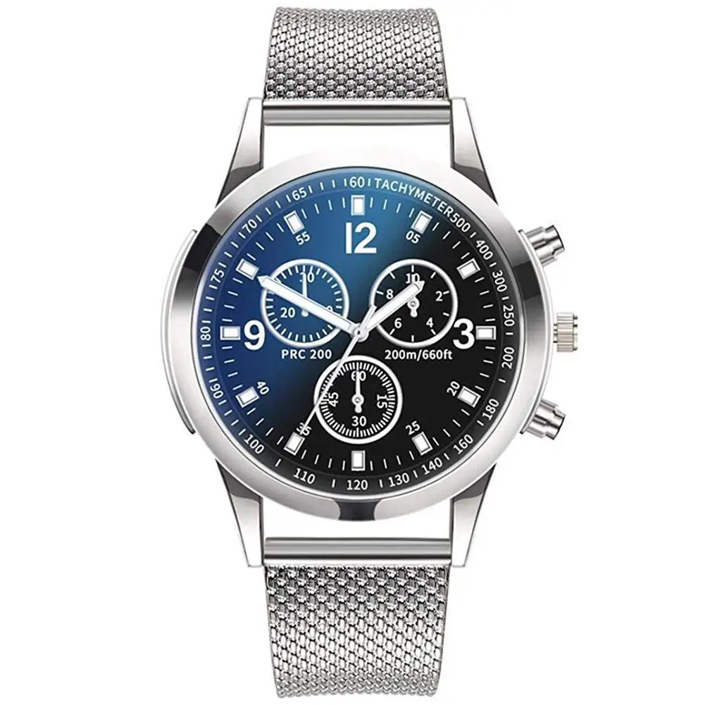 

Light Men Watches Durable Alloy Stainless Steel Mesh Strap Fashion Rhinestone Business Quartz Student Decorate Wristwatch