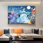 Картина Белоснежка Disney, постер с изображением Золушки, принцессы, акварель, холст, Настенная картина для детской комнаты