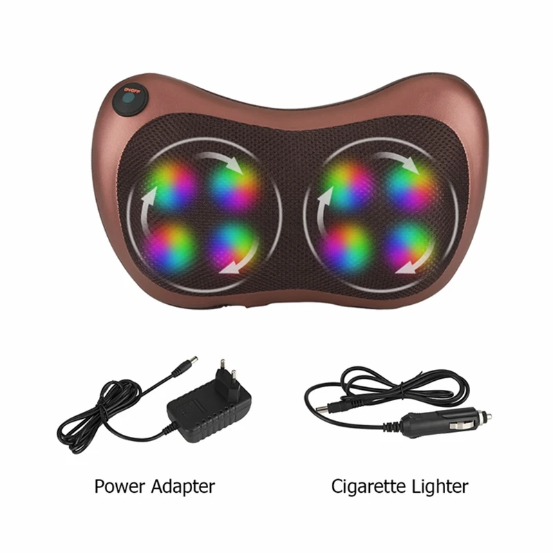 Подушка Натяжная инфракрасная для массаж шеи шиацу 8 головок разминание и плеч