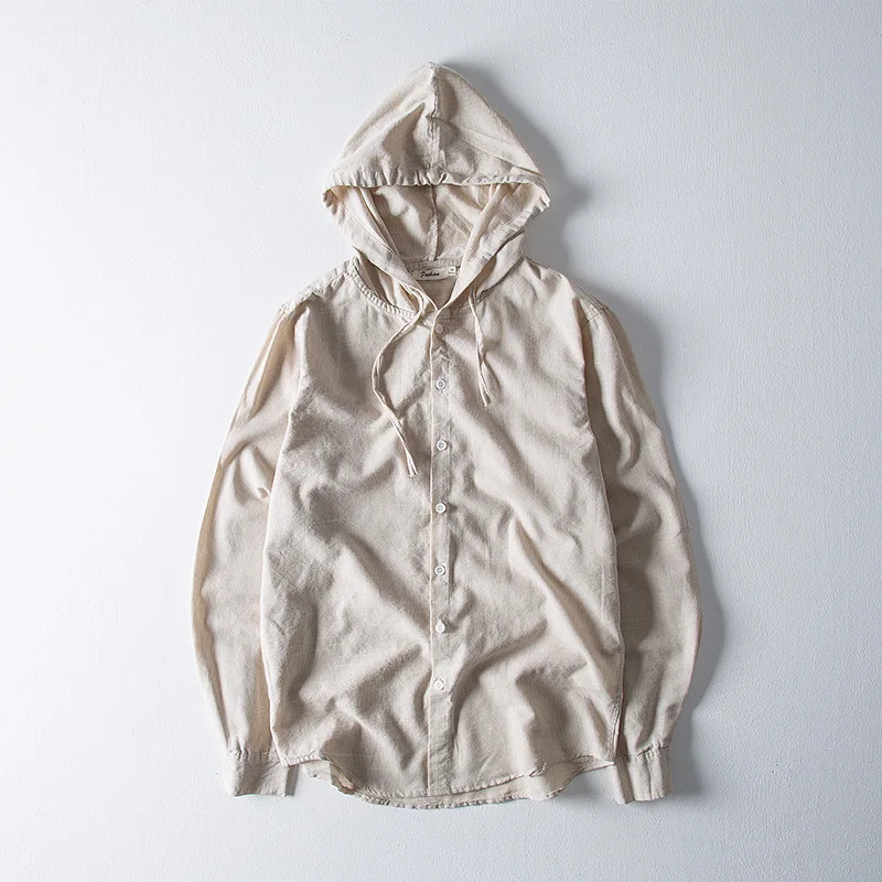 Рубашка мужская с капюшоном модная брендовая Повседневная приталенная в