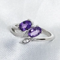 meibapj natural amethyst gemstone fashion ring for women real 925 sterling silver fine jewelry