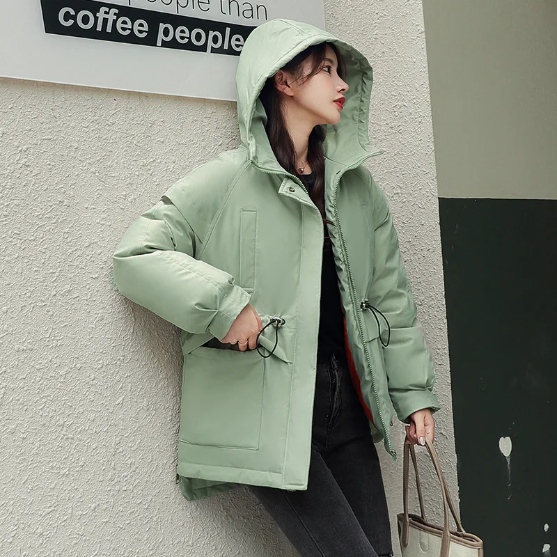 

2020 new Women Parkas jacket Fashion solid thick warm winter hooded jacket coat winter parkas solid outwear jacket M348