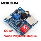Модуль воспроизведения голоса 5 в постоянного тока, MP3 музыкальный плеер, модуль воспроизведения голоса, усилитель триггера UART I O класса D 5 Вт, карта SDTF для Arduino