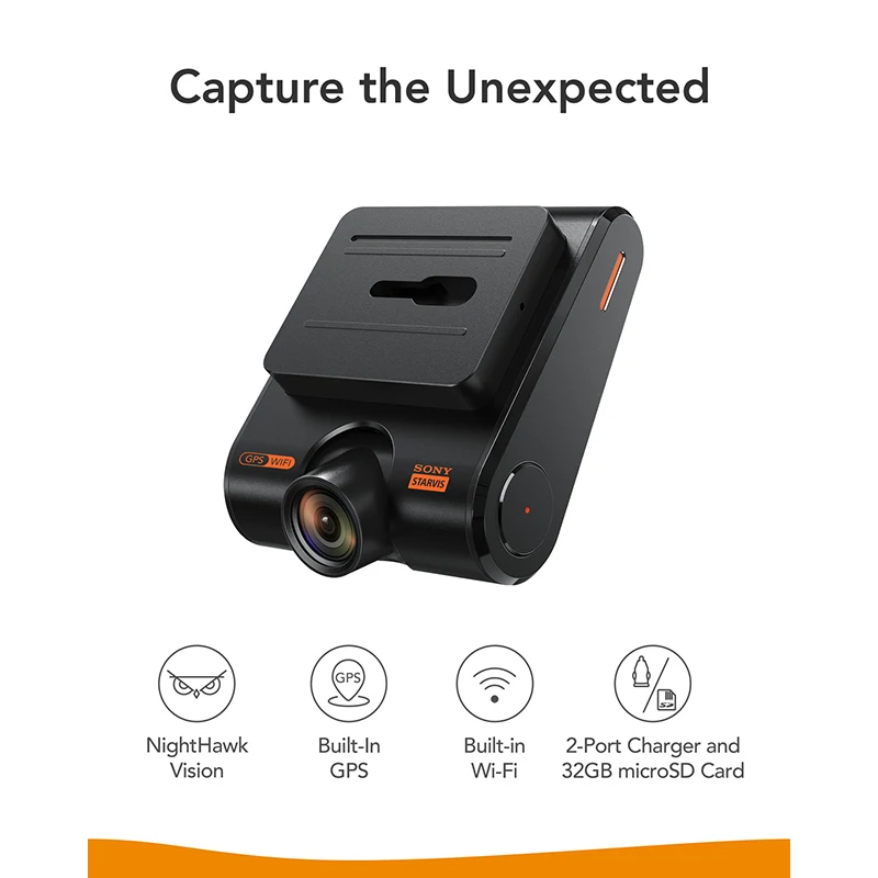 Anker Roav Dash Cam S1, камера на приборной панели с сенсором sony, Full HD 1080 p, NightHawk Vision, встроенный gps, Wi-Fi и широкоугольный объектив