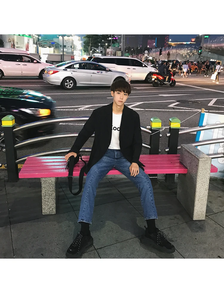 European Autumn Men Blazer Black Oversized Blazer Masculino Casual Men Blazer hombre