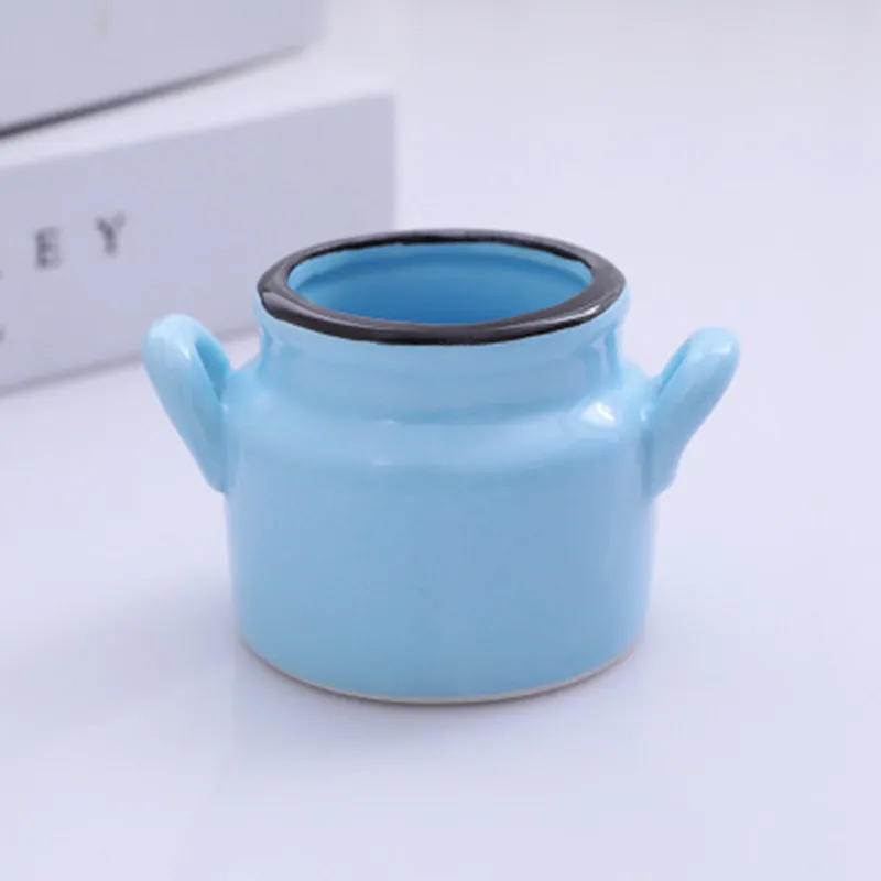 SXJ054-S-Blue Мини керамический цветочный горшок конфетные цвета Настольный мясистый цветочный горшок расписанный вручную керамический флорист украшение креативные предметы для дома - Цвет: SXJ054-S-Blue
