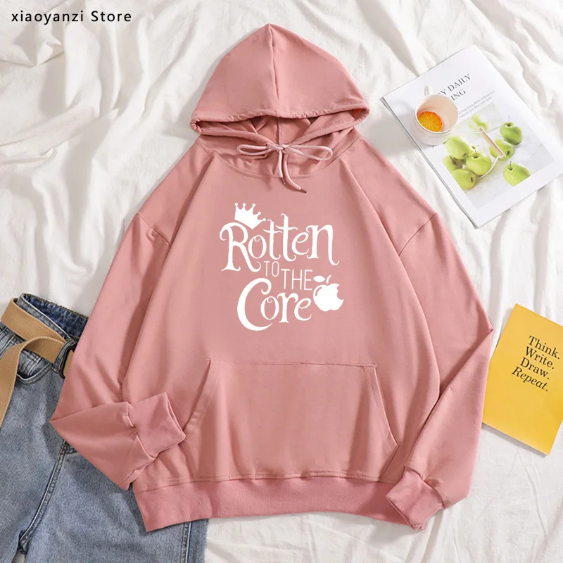 

rotten to the core evil queen Print Women hoodies Cotton Casual Funny sweatshirts For Lady Girl Hipster pullovers OT-193