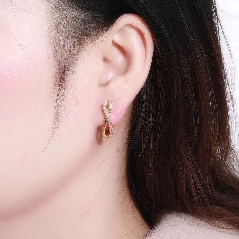 Trendy Gold Infinity Geometric Stud Earrings for Women - 8 Shape Cubic Zirconia Ear Studs, Ideal for Wedding Parties, Jewelry Charm Gifts image 3