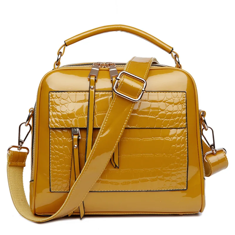 Crocodile Yellow FLYONE сумка женская сумки женские натуральная кожа модные роскошные сумки из натуральной кожи женские сумки дизайнерские винтажные женские сумки через плечо для женщин кошелек - Цвет: Crocodile Yellow