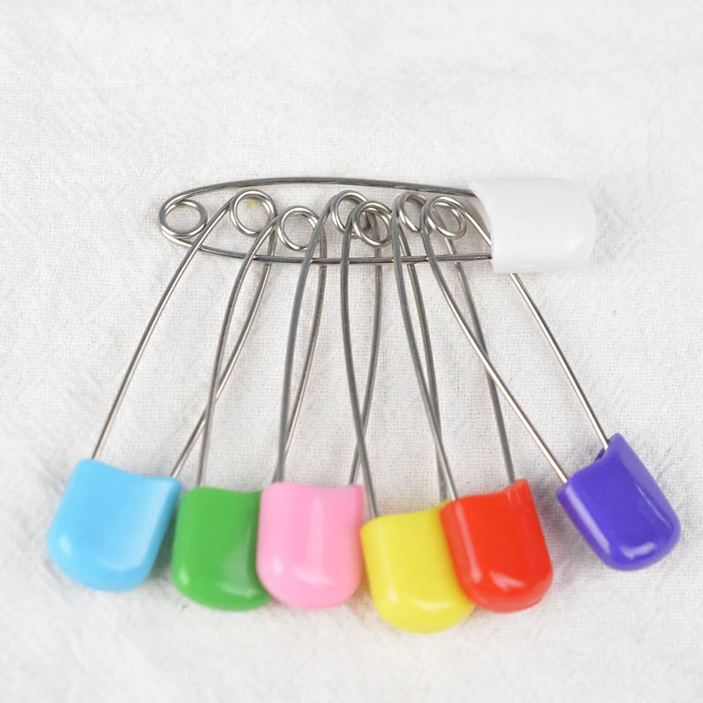 

10pcs 55mm Safety Pins Child Proof Safety Pin, Candy-Color-Smile Cute Baby Safe Pins ,Plastic Head, for Fabric Diapers