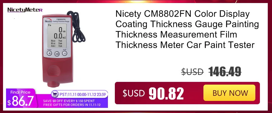 Landteck CM-8828 2 в 1 Калибр для очистки автомобиля инструмент для детализации эмалированной пластиковой пленки покрытие краски толщина тестер краски датчик OD