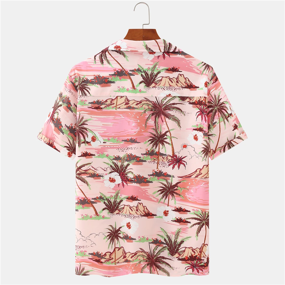OSCN7 Casual Printed Short Sleeve Shirt Men Street 2021 Hawaii Beach Oversize Women Fashion Harujuku Shirts for Men 156