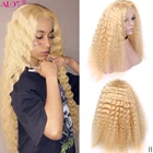 613 блонд, фронтальные человеческие волосы, парики без клея, Бразильские глубокие волны 13x 4, парик на шнурке, 150% предварительно выщипанные, прозрачный парик на шнурке 32 дюйма