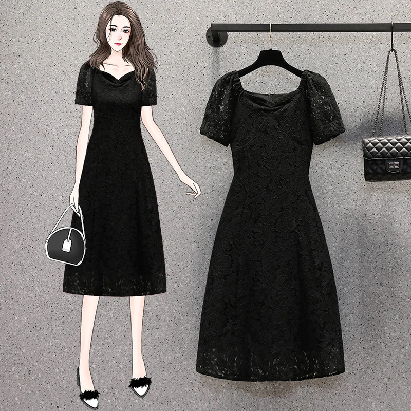 

Женское черное кружевное фотоплатье, модель XL, XXXL, 3XL, XXXXL, 100 кг, женская одежда для вечевечерние НКИ, коктейля, дня рождения, сексуальное плат...