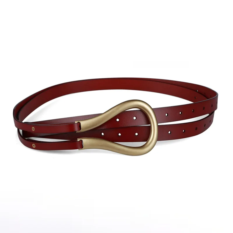 10 colors New ladies belts fashion real split leather metal U-shaped pin buckle belt banquet dress coats belt ladies belts A0
