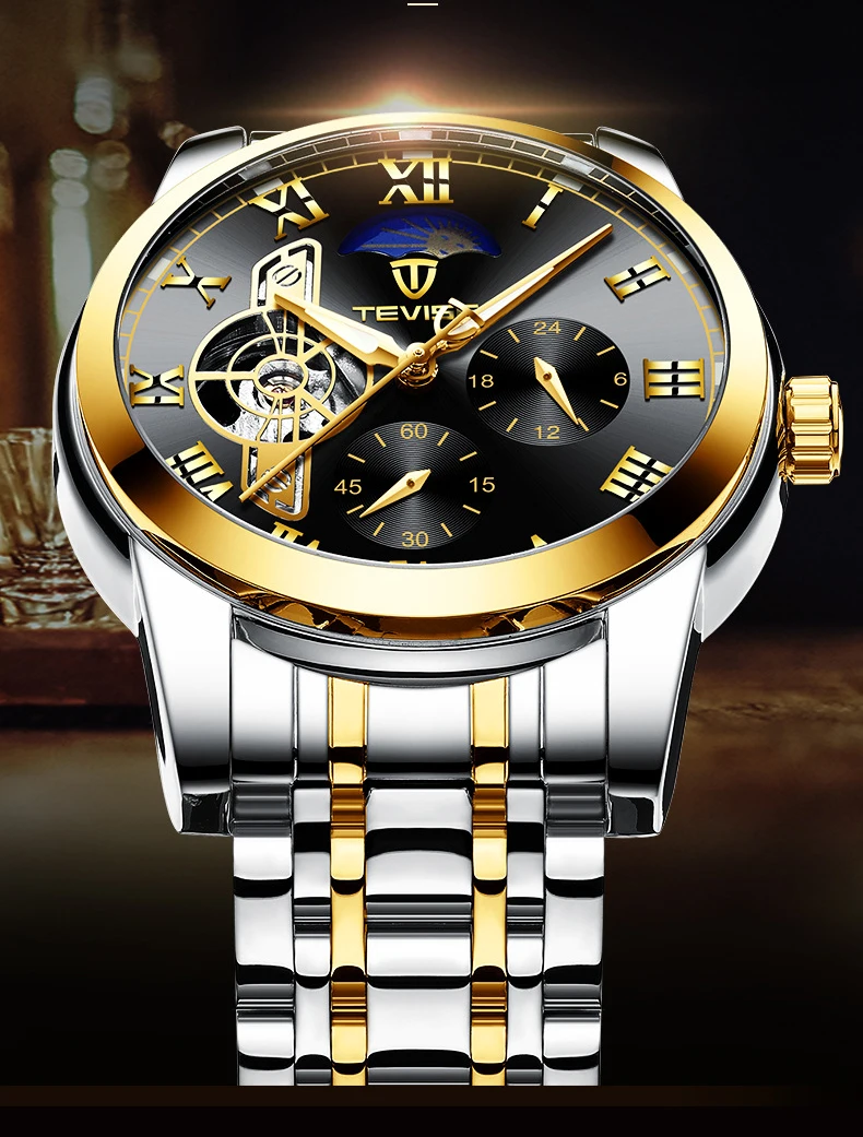 Tevise Топ бренд для мужчин Tourbillon автоматические механические часы Скелет часы для мужчин с автоматическим подзаводом мужские наручные часы Relogio Masculino
