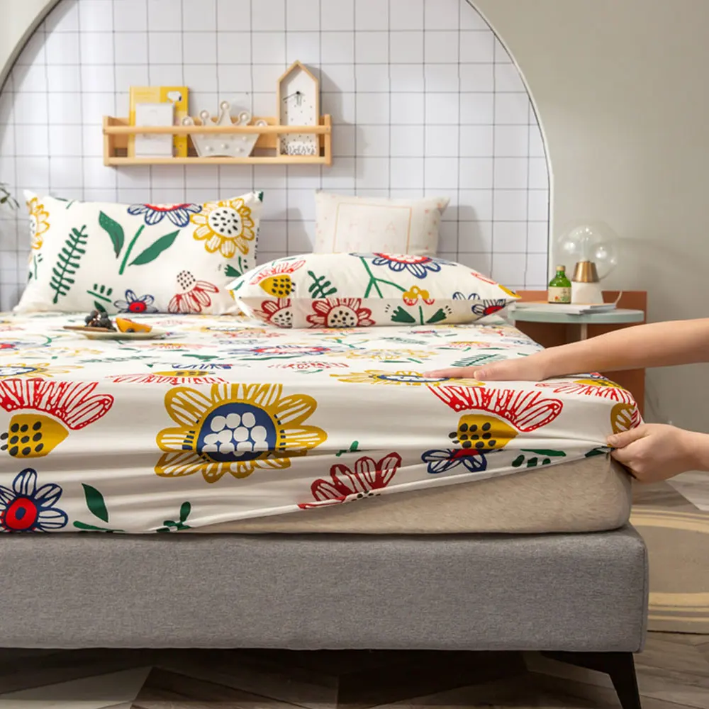 

Современный Модный чехол для кровати из чистого хлопка с рисунком, дышащий защитный матрас, матрас для кровати с наволочкой