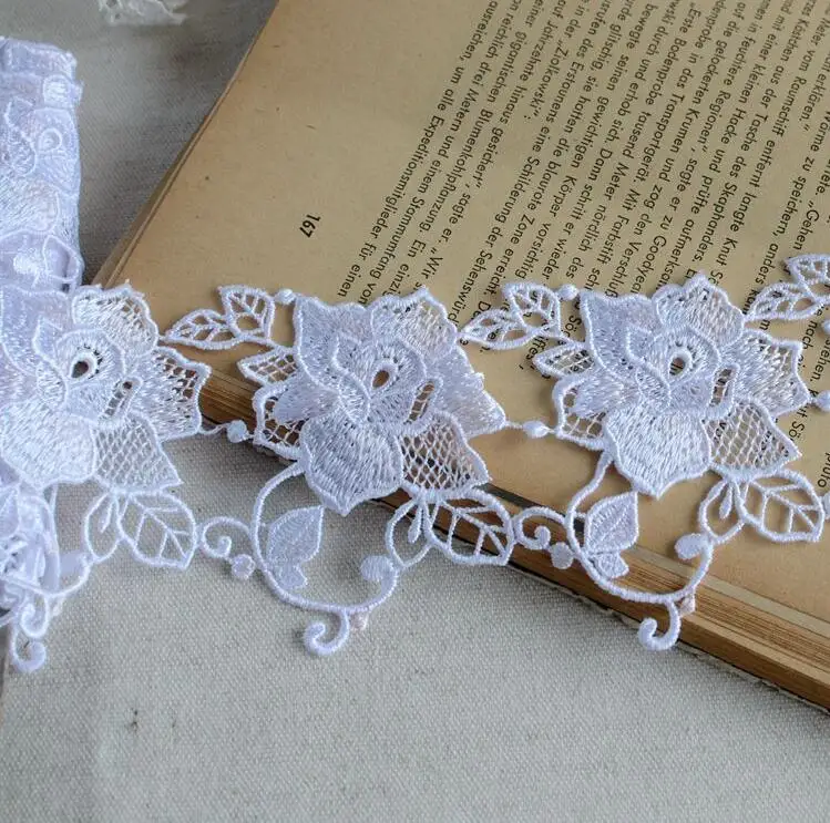 1 м/лот ширина 7 см Водорастворимая Вышивка кружевная отделка розовая белая