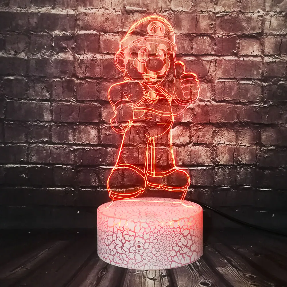 Ночник светильник 3D Классическая игра Марио мультяшный светодиодный Декор для