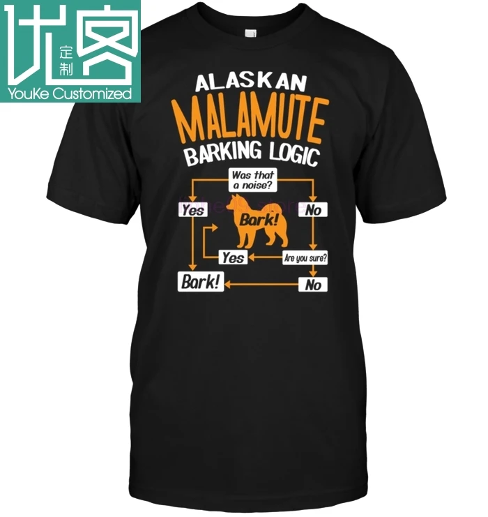 Мужская футболка Alaskan Malamute Barking Logic 2019|Мужские футболки| |