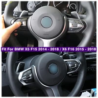 abs matte carbon fiber car steering wheel button decoration cover trim frame for bmw x5 f15 2014 2018 x6 f16 2015 2018
