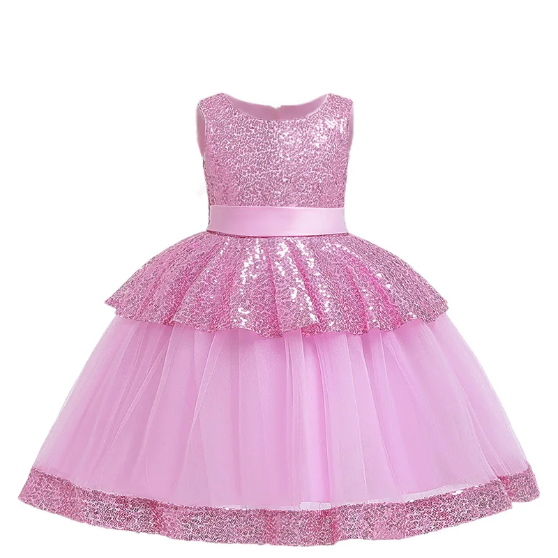 2020 Girl Dress Gauze Sequins Children Kids Dresses For Girls Birthday Party Princess Formal Wedding Clothing | Детская одежда и