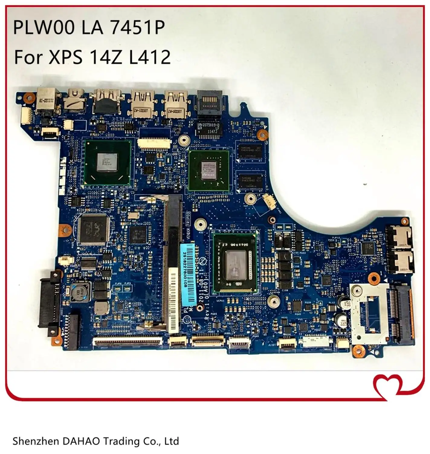 

Для Dell XPS 14Z L412 L412Z Материнская плата ноутбука CN-0F2DV7 0F2DV7 PLW00 в интернет-магазине LA 7451P с i7-2640M GT520M HM67 DDR3 100% полностью протестирована
