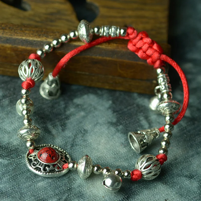 Женские этнические ножные цепи новая красная веревка ручной работы плетеная