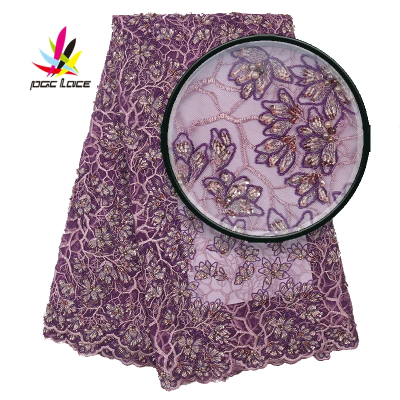 Вышивка 3D Цветочная Тюлевая ткань с бисером гипюр кружевная Африканская Лидер