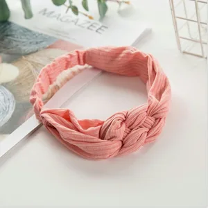 Повязка на голову для маленьких девочек Hirigin, однотонная эластичная Спортивная замшевая Нескользящая повязка на голову с перекрестным узлом