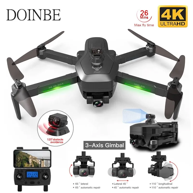 

DOINBE GPS RC Drone Quadcopter With Wifi 4K HD Camera 3-Axis Gimbal Brushless Professional Obstacle Avoidance Foldable Wide Angl