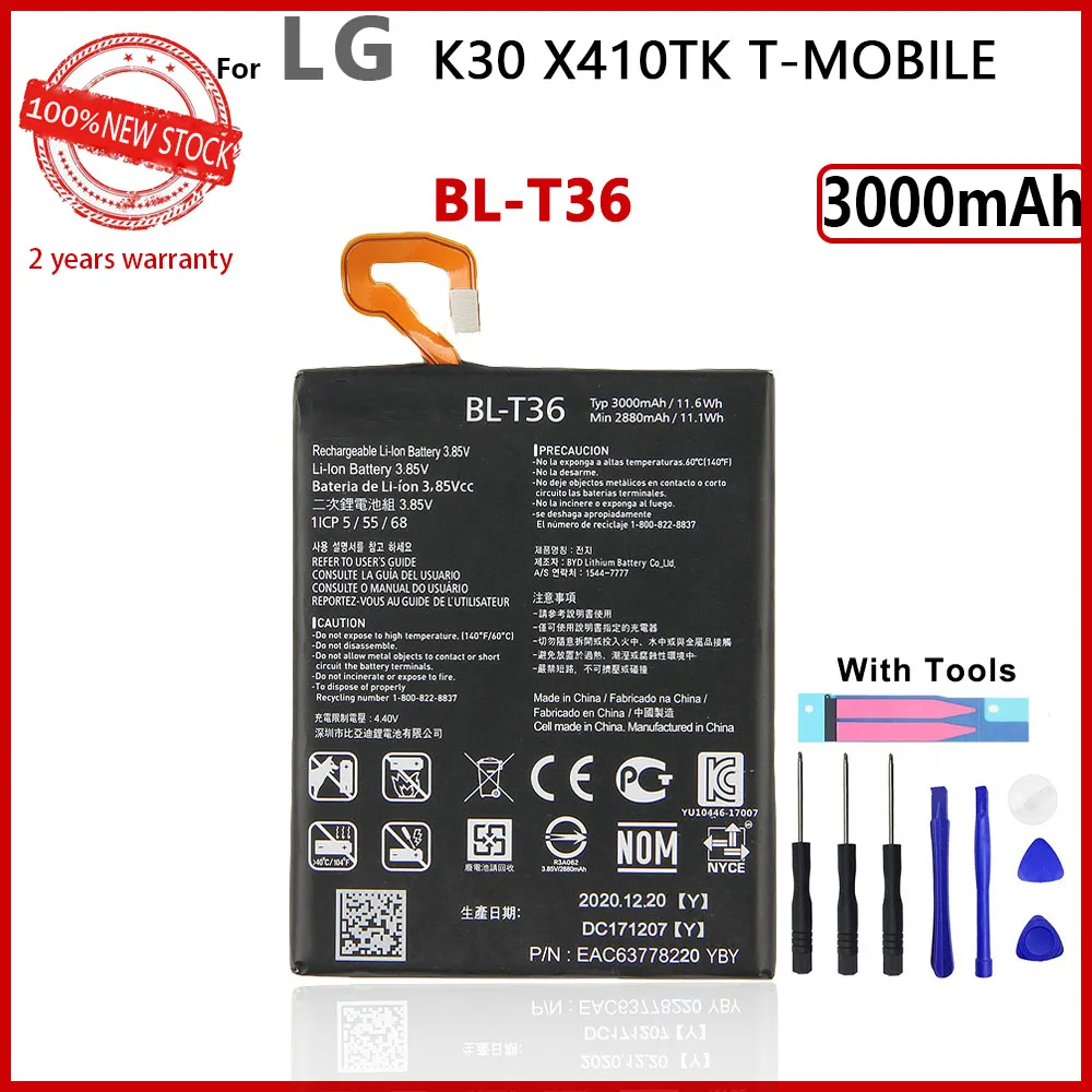 

100% Genuine BL-T36 Battery For LG K30 X410TK X410 Phoenix Plus 3000mAh Mobile Phone In Stock New Batteries With Gifts Tools