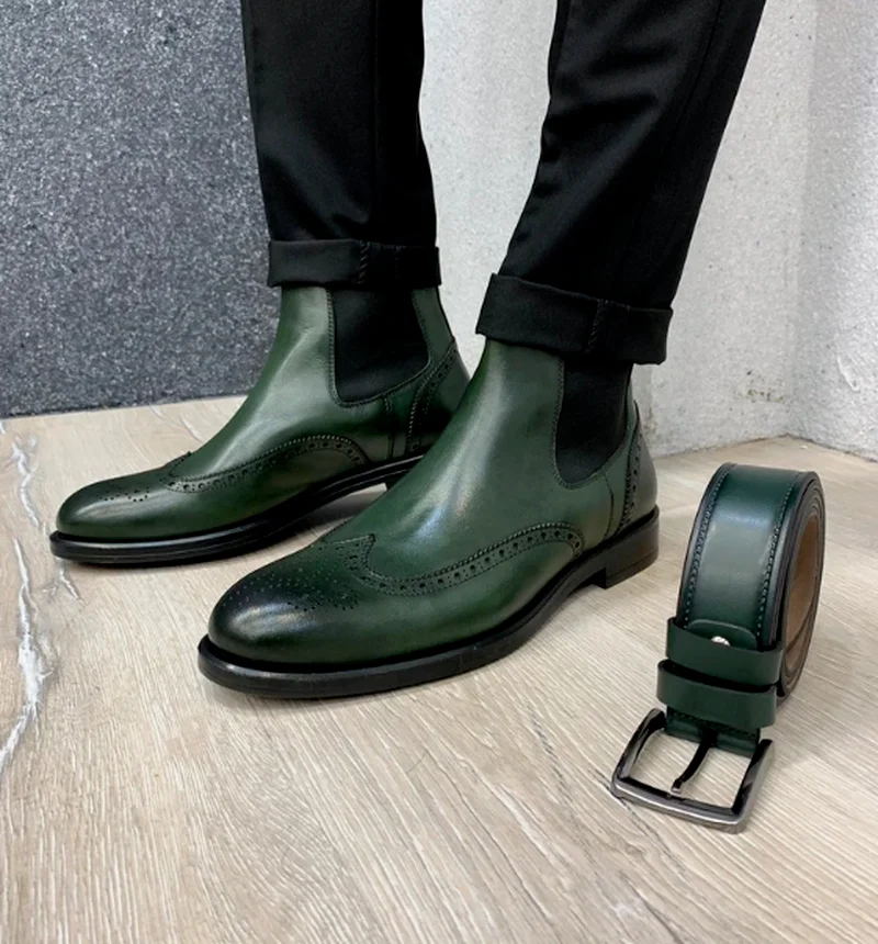 

Men Boots Casual Business Fashion Pu Leather Low Heel British Style Classic Slip-on Chelsea Boots Zapatos De Hombre KN067