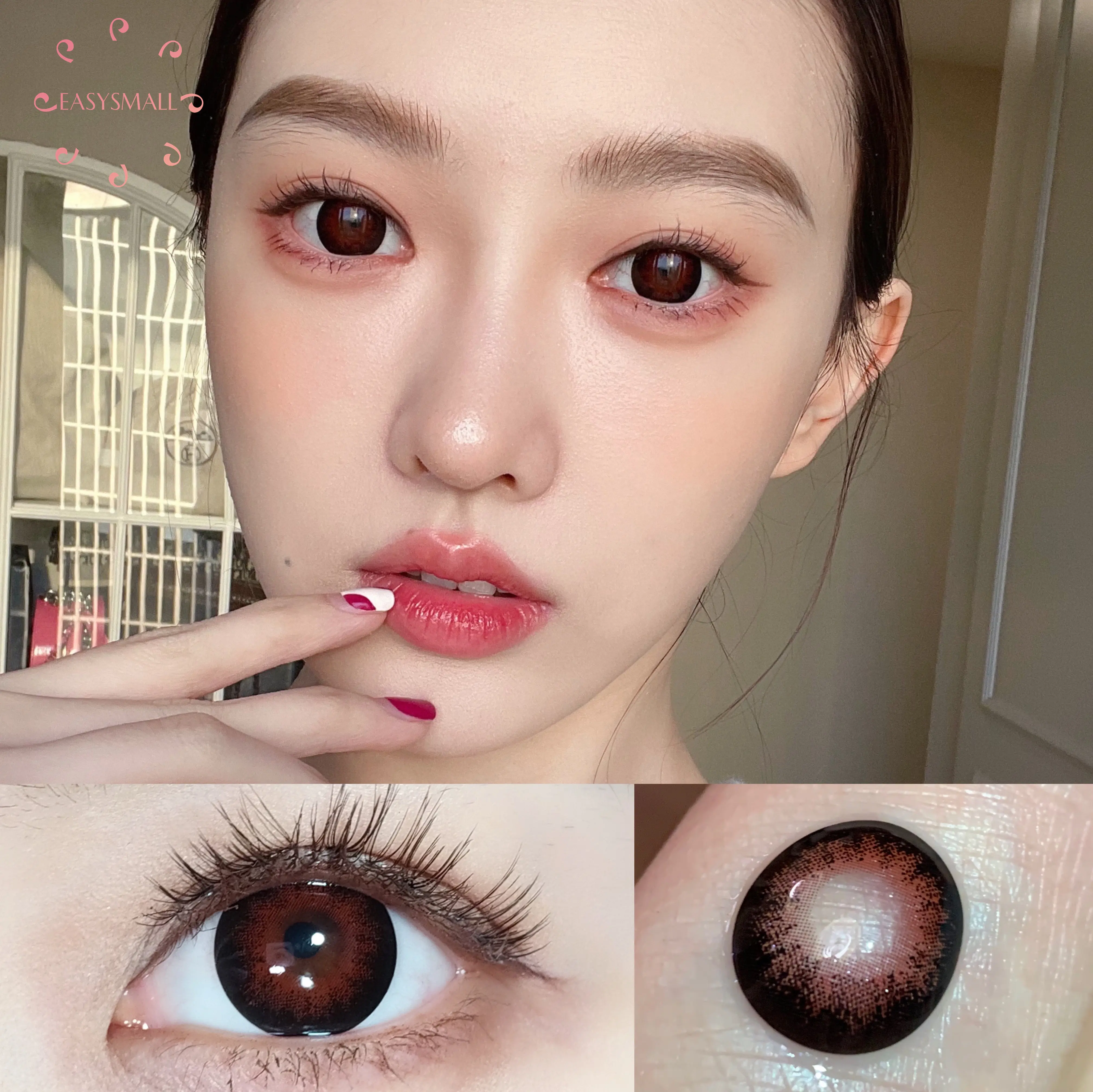 easysmall loli red brown contact lenses for eyes high quality natural colored big beauty pupil degree myopia prescription free global shipping