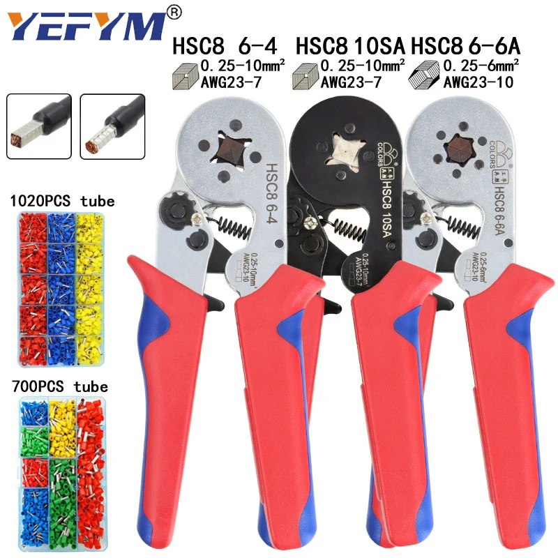 

Manual crimping tool pliers, electrician mini pliers HSC8 10A/6-4/6-6. Tubular terminal 700pcs/1020pcs