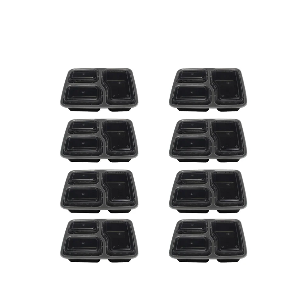 15 шт одноразовые Bento Box 3 отсека контейнер для готовки еды микроволновые