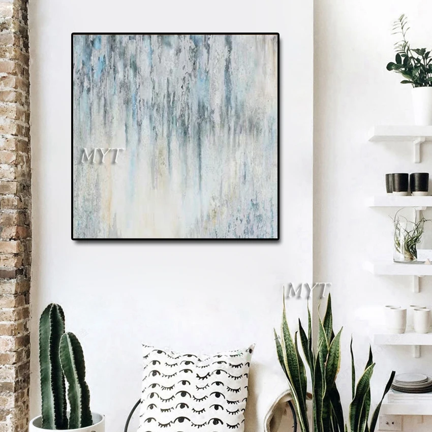 

Blue Colorfull Hand Painted Modern Abstract Oil Painting On Canvas Wall Picture For Living Room Home Decoration Unframe