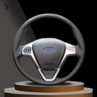 Черная искусственная кожа Чехол рулевого колеса автомобиля для форд фиеста 2008-2013 Ecosport 2013 2014 2015 2016