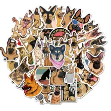 10/50pcs German Shepherd Cute Dogs Waterproof Cartoon Sticker for Luggage Car Guaitar Skateboard Phone Laptop Bicycle Stickers