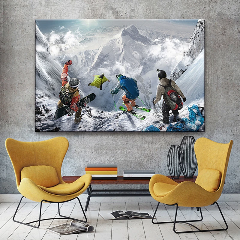 Картины на холсте для катания лыжах спорта плакаты и принты сноубординг Снежная
