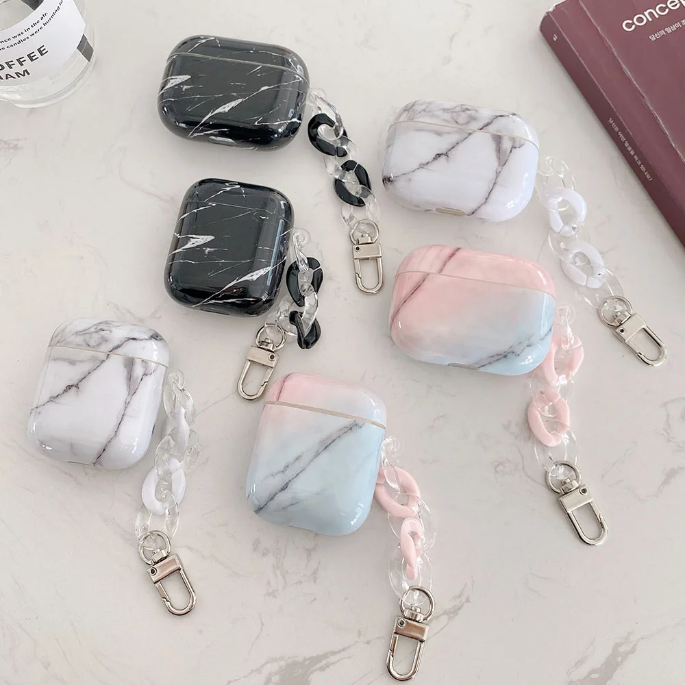 

Чехол для наушников Apple AirPods 2 с мраморной текстурой, Мягкий Силиконовый противоударный чехол s для AirPods Pro 1, чехол с брелком