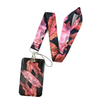 vintage red flowers creative lanyard card holder student hanging neck phone lanyard badge subway access card holder accessories