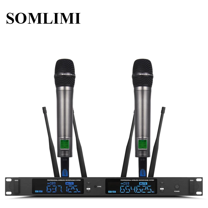 

SLM Stage Performance Home KTV Karaoke Church High Quality TD-24 Professional Dual Wireless Microphone System True Diversity