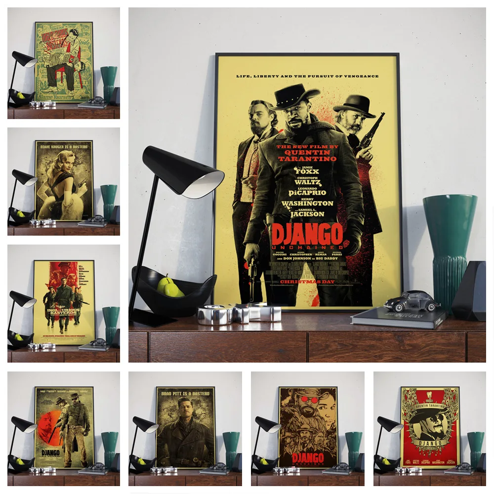 Художественное оформление стен дома, картина Квентин, режиссерская работа, Inglourious Basterds и Django, неоплетенный плакат в ретро стиле a97
