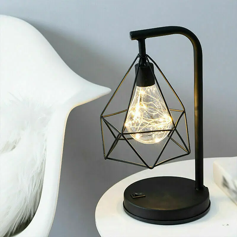 Ретро Настольная лампа с геометрическим рисунком промышленный светодиодный