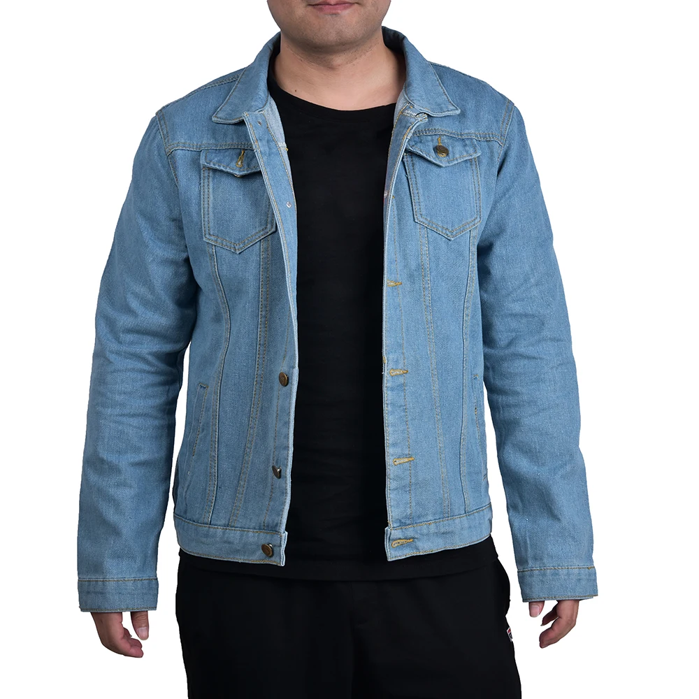 Мужское джинсовое короткое пальто с отложным воротником однобортное темно синяя