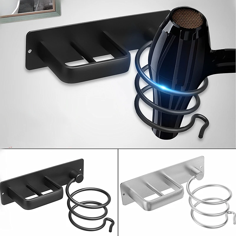 

Wall Mounted Hair Dryer Holder Spiral Stand Holder Aluminum Bathroom Storage Hairdryer Hanger